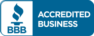 BBB ( Better Business Bureau) logo in white and blue font